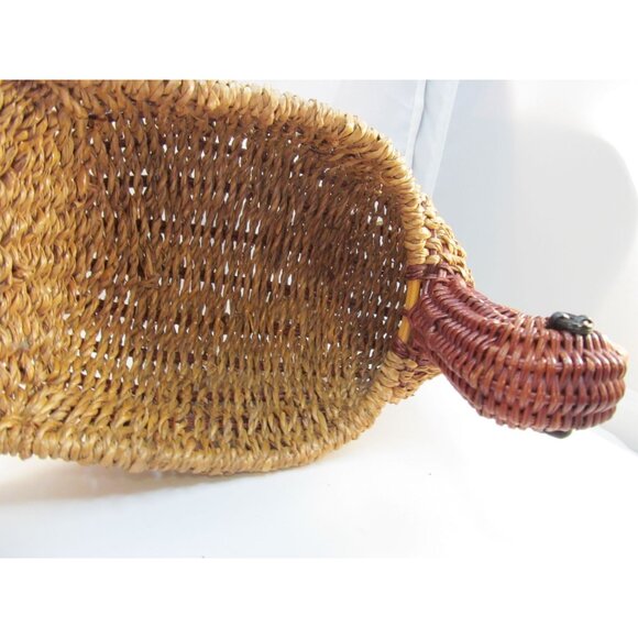 Vintage Woven Wicker and Wood Turkey Basket - Picture 9 of 12